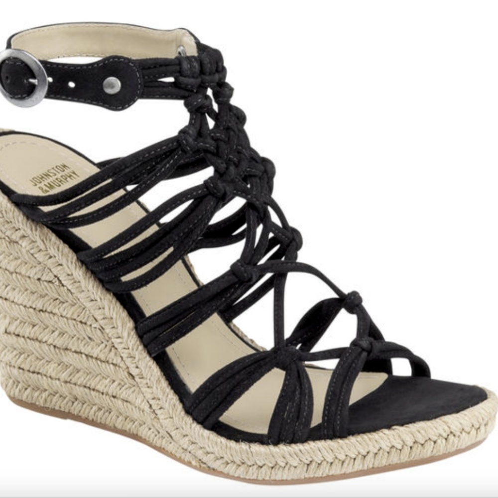 Johnston & Murphy Mindy Braided Ankle Strap Wedge